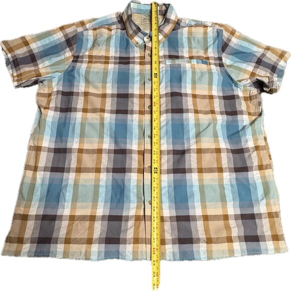 Eddie Bauer Button Down Short Sleeve Shirt Plaid Blue Cotton Men’s XXL Pre-own - Picture 4 of 9